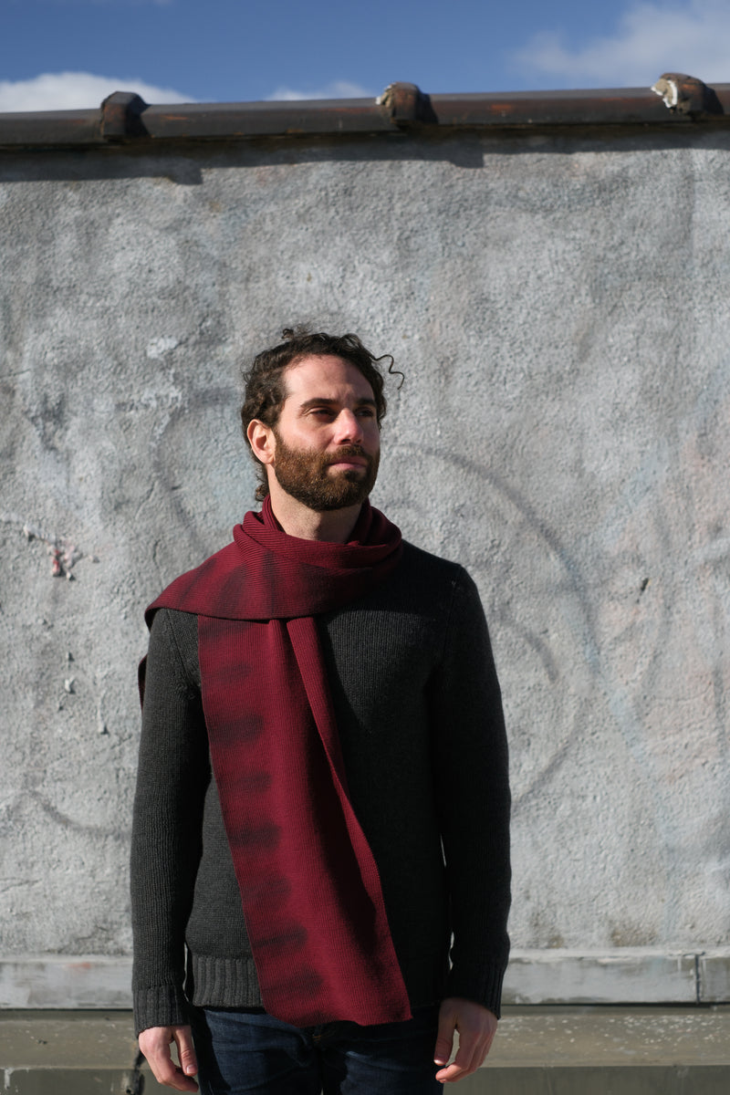 ●TATIANA● Snug Checked Wool Blended Muffler MF8108 Red 500 Women's Double Face Scarf in 100% Baby Alpaca Wool Fiber